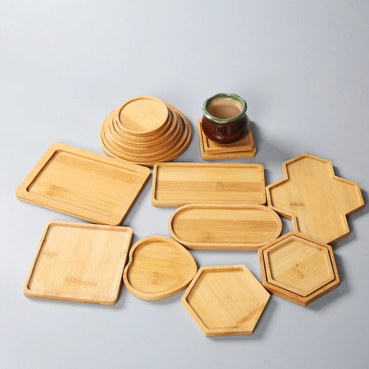 Custom Bamboo Plant Saucer Round Plant Pot Tray for Succulent Planters Indoor Outdoor Planters