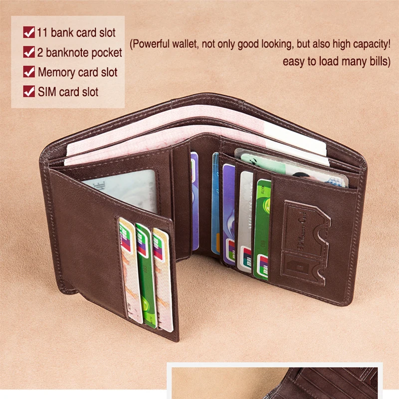 AndoBag, Cartera de estilo clásico, carteras de cuero genuino para