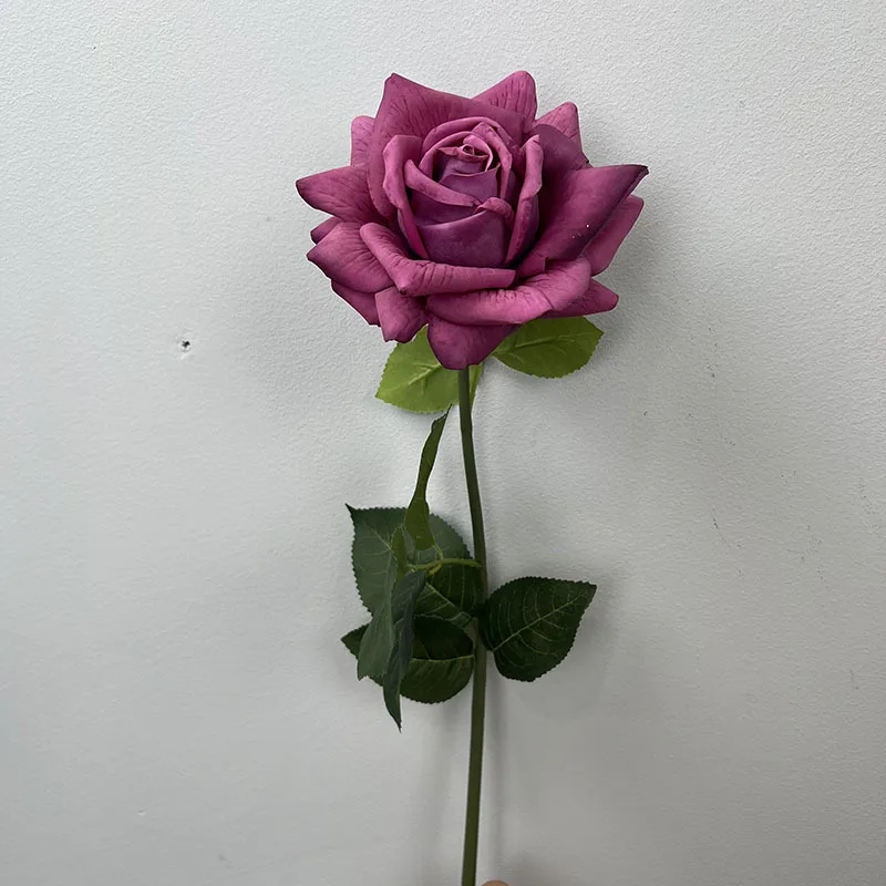 Wholesale Large Artificial Roses Dusty Rose Flower 12cm Real Touch Silk