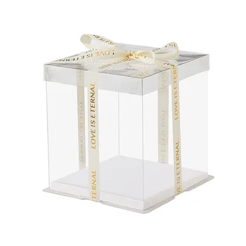 30X30X40 Compartment Reusable Sturdy Transparent Chiffon Sample Cupcake Cartoon Cake Box Lid