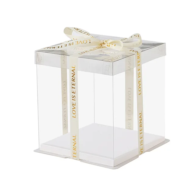 30X30X40 Compartment Reusable Sturdy Transparent Chiffon Sample Cupcake Cartoon Cake Box Lid