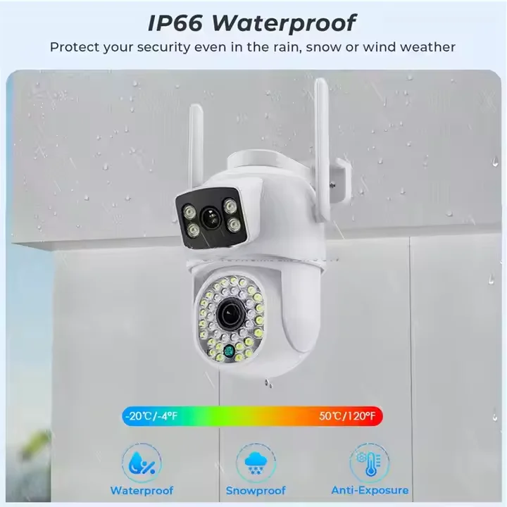 4MP Dual-Lens Auto-Tracking CCTV Camera V380 Pro Outdoor WiFi/4G PTZ Security Cam with Cloud Storage & Waterproof Design