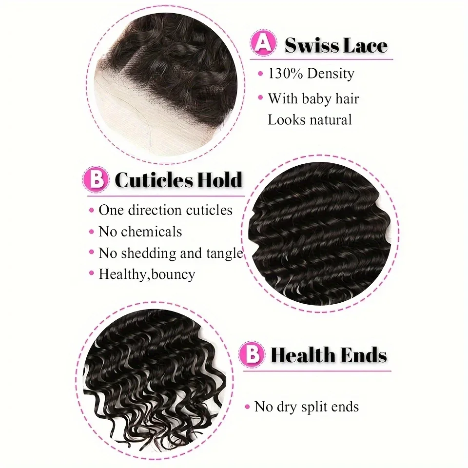 13x4 Dybbølget Transparent Lace Frontal Naturfarvet Remy Hårforlængelser Brasiliansk Ægte Hårlukning_voghion.com