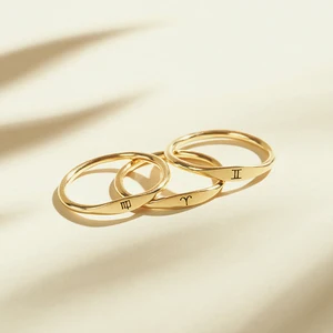 Gold Plated Engraved Sterling Silver Jewelry Ring Stainless Steel Astrology Zodiac Jewelry Zodiac Sign Silver 925 Ring