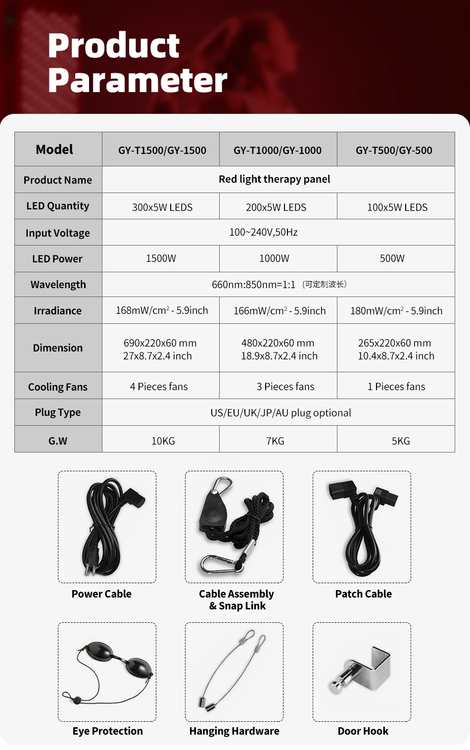 Pain Relief 630Nm 660Nm 850Nm Led Red Therapy Panel With Stand