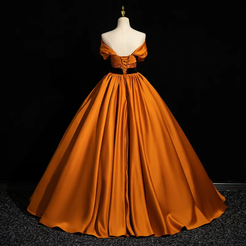 S0444R New High Quality Orange One-shoulder High Quality Glitter Diamond  Light Luxury fairy Wedding Dress Bridal Evening Dress| Alibaba.com