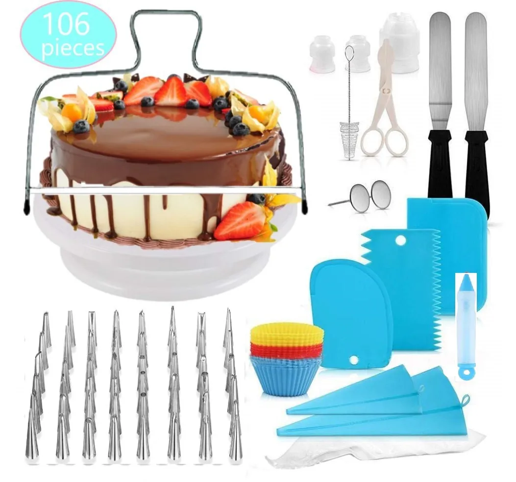 Rux Ensemble De Moules A Muffins Et Plateau Tournant 106 Pieces Pour Debutant Et Amoureux De Gateaux Kit Fournitures De Decoration Outils De Cuisson Buy Fournitures Kit De Decoration De Gateau Gateau Outils De Decoration