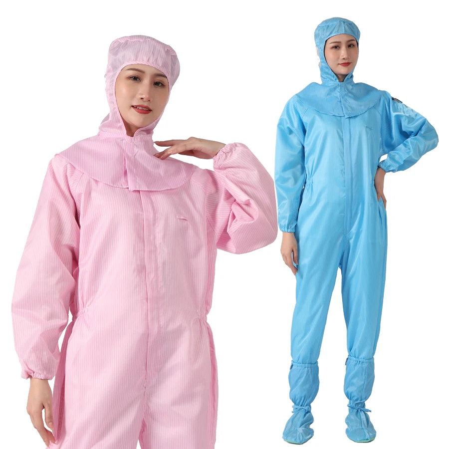 Washable Blue Anti-static Clean Room Working Clothes ESD Garment Jumpsuit Without Hood Cleanroom Coverall Without Hood RH-1003A