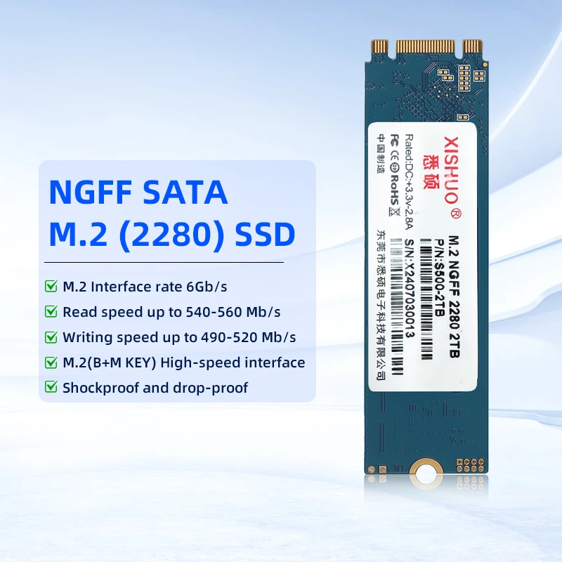 Xishuo Sam M.2 2280 NGFF внутренний SSD 512GB твердотельный накопитель с SATA 128GB 1 ТБ 2 жестким диском