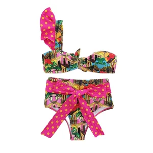 One Shoulder V Wired Bikini Set Sexy Ruffle Swimwear Women Swimsuit High Waist Bathing Suit Beachwear