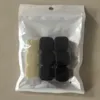 Six black items [packaged in a pearlescent film bag]