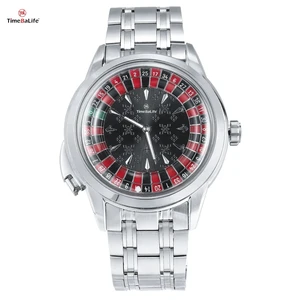 OEM Custom Limited Edition Roulette Wheel Automatic Watches Luxury Gambling Disk Button Rotate Mechanical Watches Jacob and Co