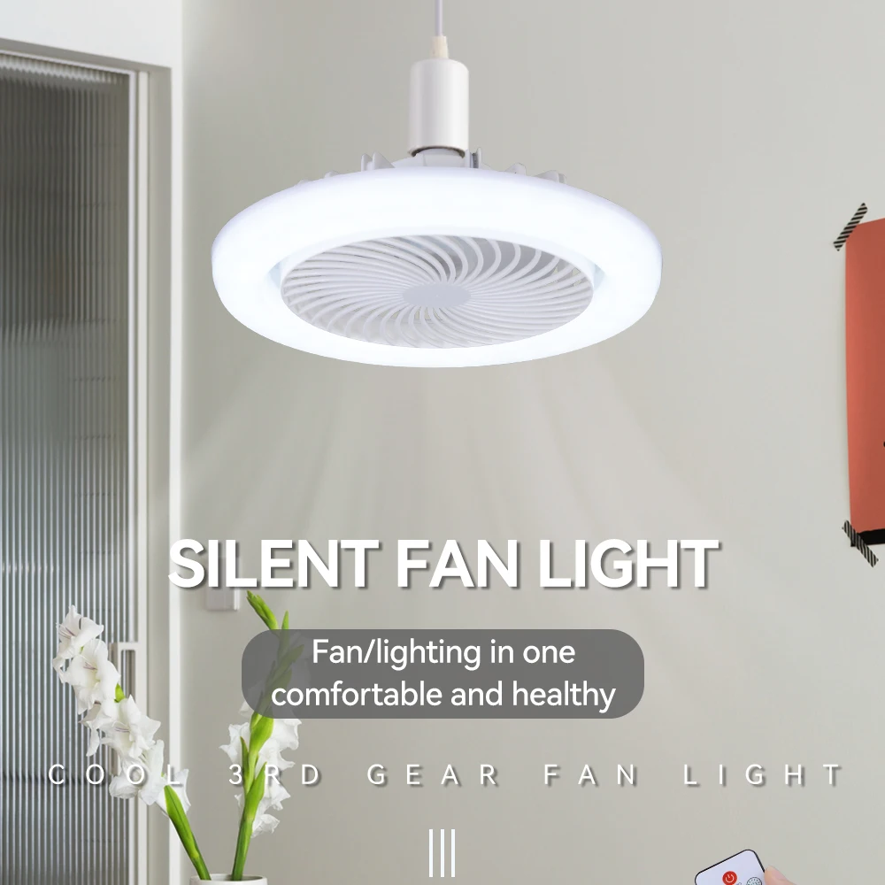 Wind Speedsled Fan Light Remote Control E27 LED Fan Ceiling Fan with Light NEW Modern 80 Bedroom Livingroom Mini Diblacke 3 PC