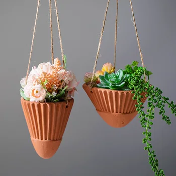 Planters for Succulent Outdoor Clay Flower Pot with Overwater Leakout Terracotta Hanging Plants Baskets