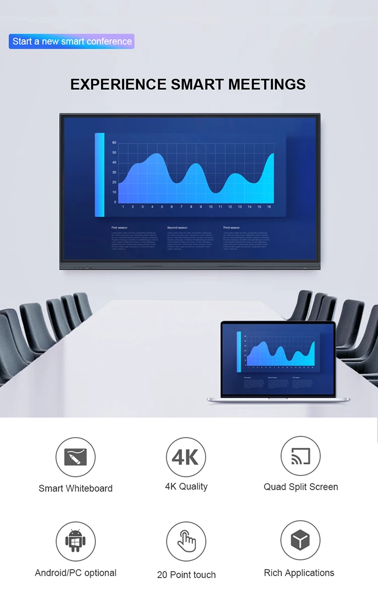 King Large Size 4k Lcd Flat Panel Touch Screen Display Digital Smart ...