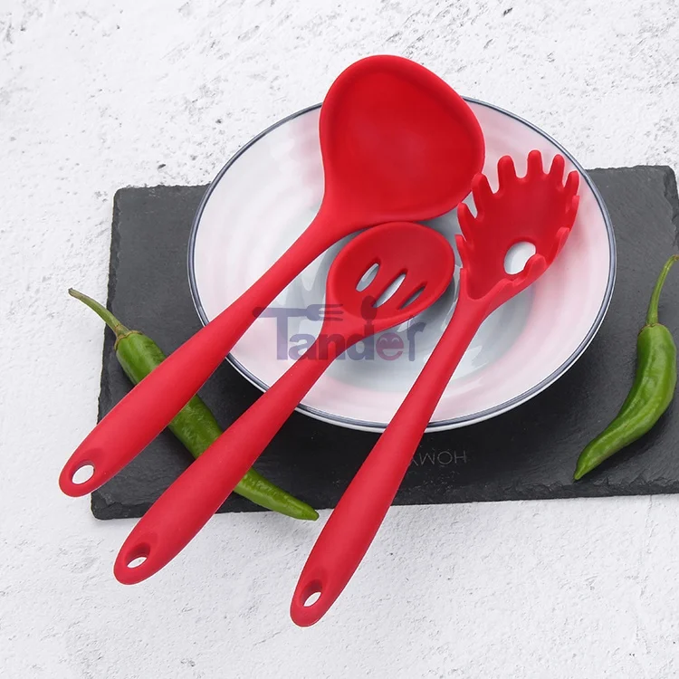 
Оптовая продажа, черный, красный легко чистящий набор кухонных инструментов, 10 шт., набор кухонной силиконовой утвари 