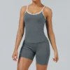 Vest in graphite gray, shorts in graphite gray