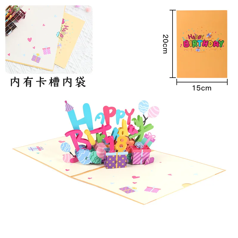 Happy Birthday Cake Card Pop up Greeting Cards Birthday 3D Popup Greeting Card for Kid Husband Men Women Mom