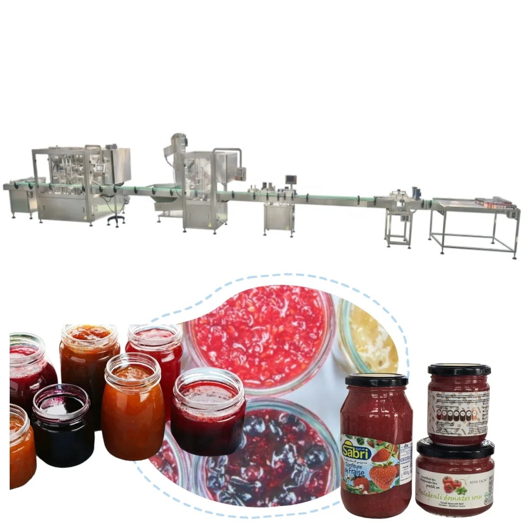 Automatic Glass Jar Filling Capping Line  for Jam Ketchup Honey Filler manufacture