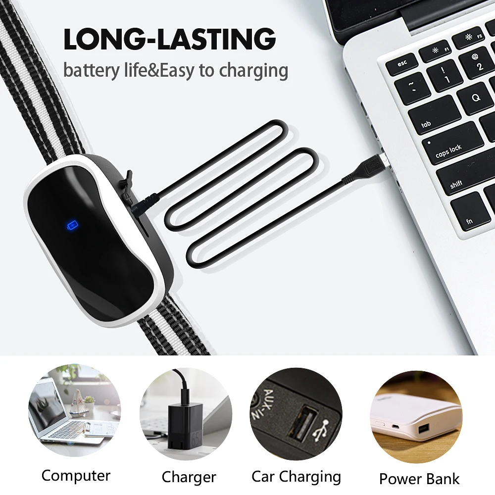 Rechargeable LED Digital Display Bark Collar Sound Activated Dog Barking Deterrent Devices Waterproof Anti Bark Collar