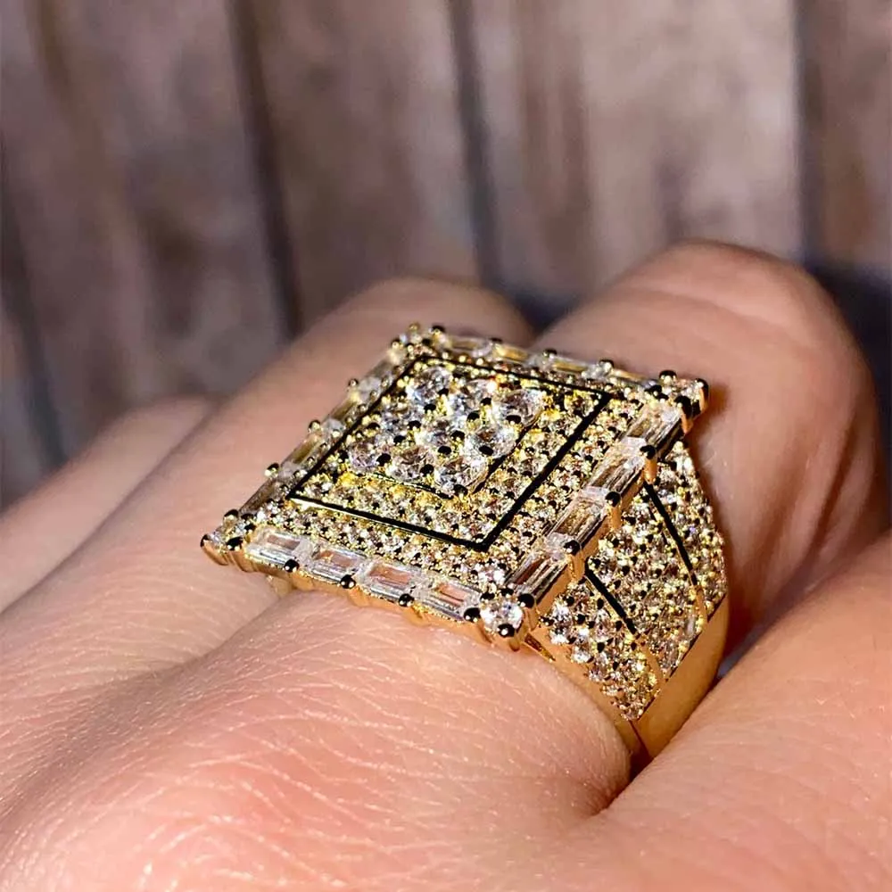 Fashion Jewelry 925 Silver Elegant Def Zircon Round Diamond Ring For Men
