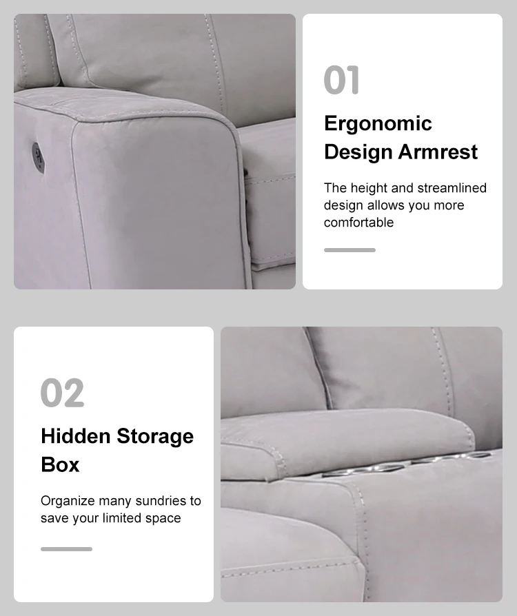 Manwah Cheers New Design Electric Fabric Recliner Sectional Sofa Set