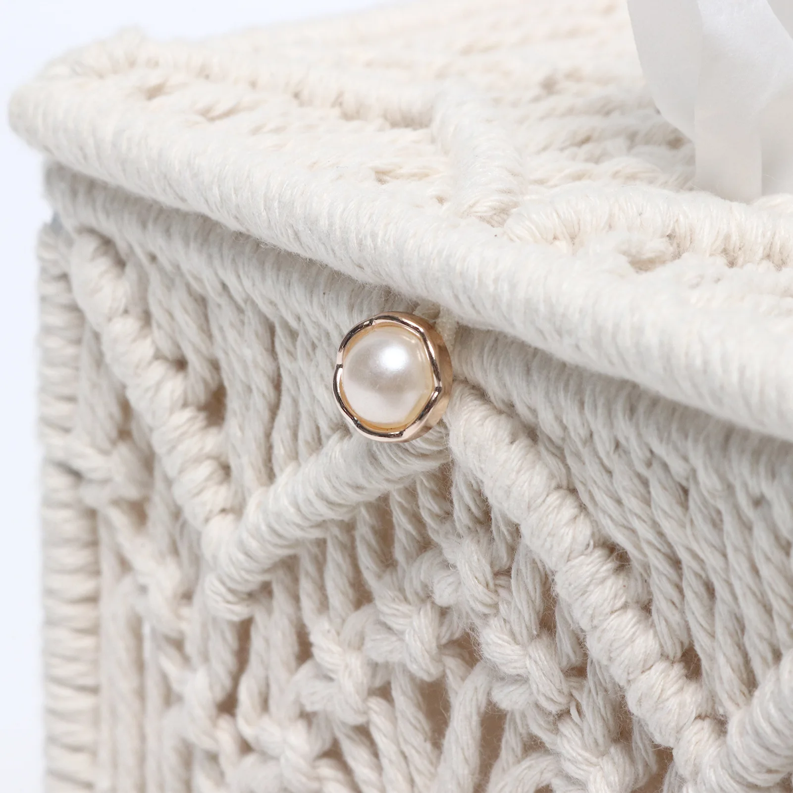 Contenitore per Fazzoletti in Carta Intrecciata, Copri Scatola Fazzoletti Boho, Porta Fazzoletti in Macramè, Organizzatore per Tovaglioli