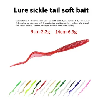 Wholesale Luminous Artificial PVC Bait 9cm 14cm Half Sickle Tail Soft Worm for Carp Freshwater Saltwater for Bottom Sea Bass – Soft Lure – view 5