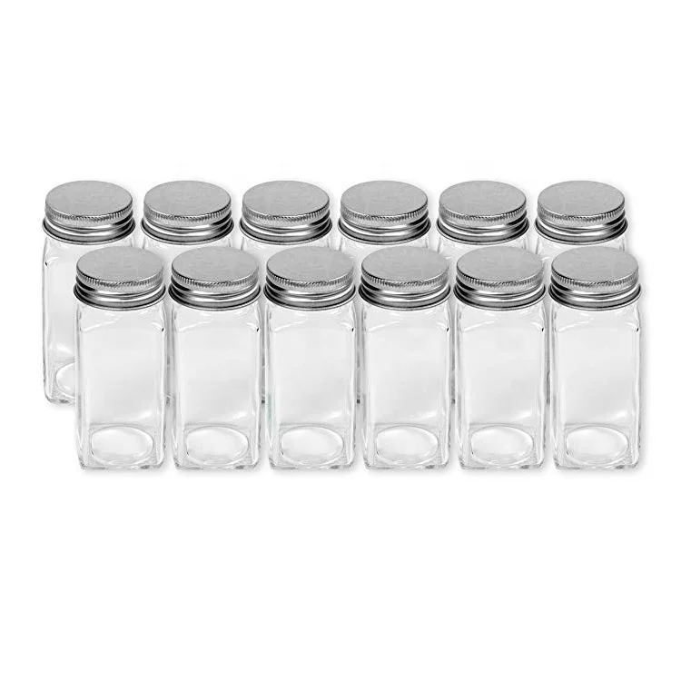 4Oz 120Ml Tiny Clear Spice Jars Bottle Container Square Glass