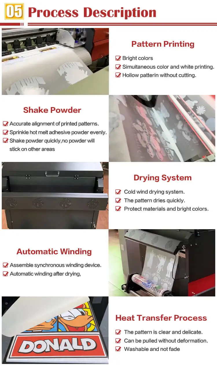 Funsun New Technology T shirt Canvas Printing Machine PET Film DTF Printer with Shaking Powder Machine