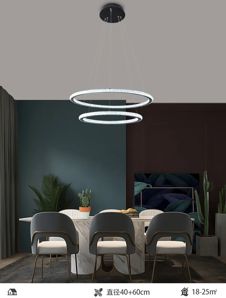 Double Sided Luminescence Minimalist Led Crystal Chandelier Pendant Light Living Room