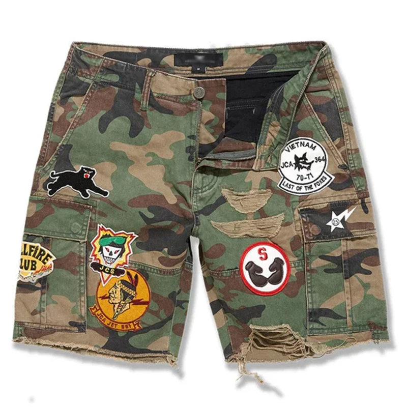 パンツ opium wood camo fur buggy shorts swag Baggy Camo Shorts Mens 44 Green Stretch Hip Hop Street Rap