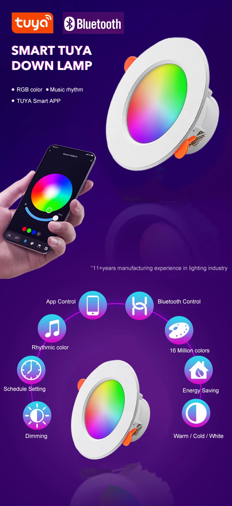 Fxpot Smart Led Downlight Trimless Ceiling Recessed Tuya App Control