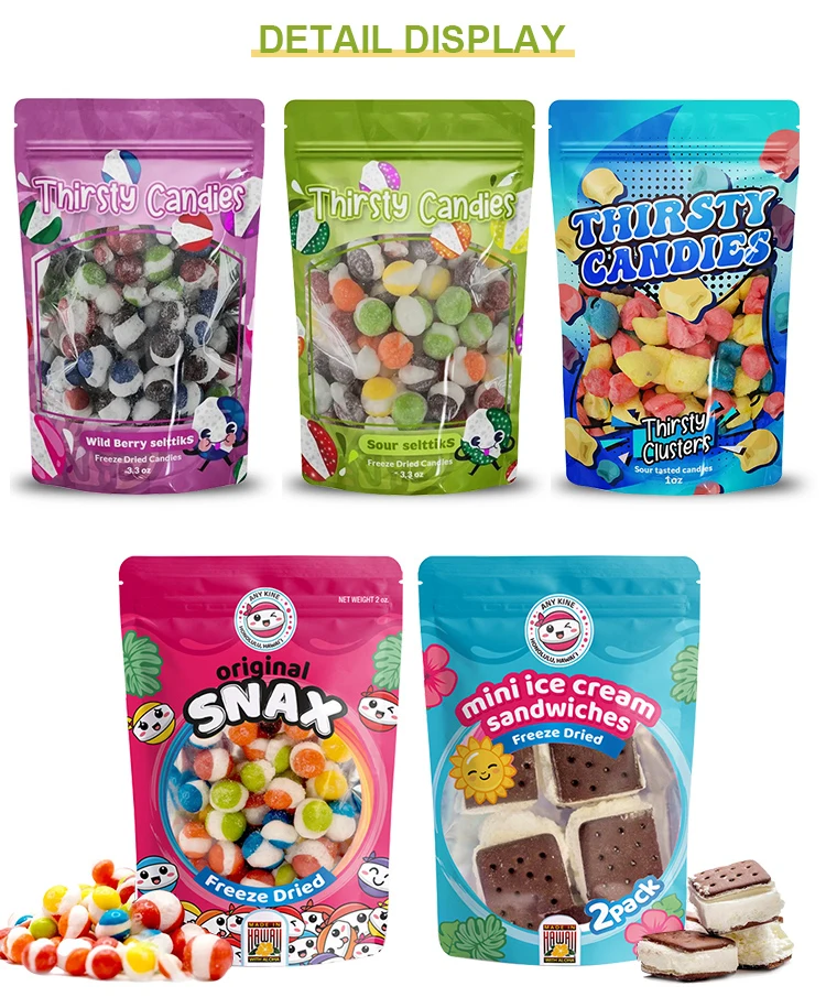 Custom Printed Heat Seal Freeze Dried Candy Stand Up Pouch