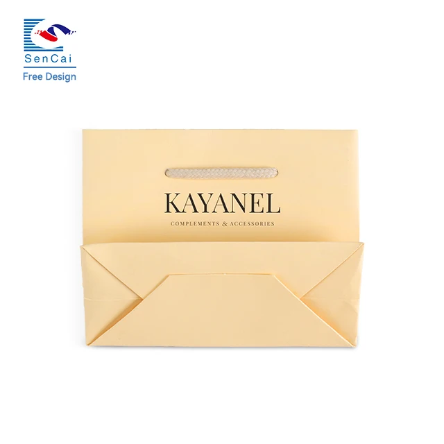 Factory Price Customized Logo Folding Gift Bag Yellow Color Printing Art Paper Bag With Ribbon Handle factory