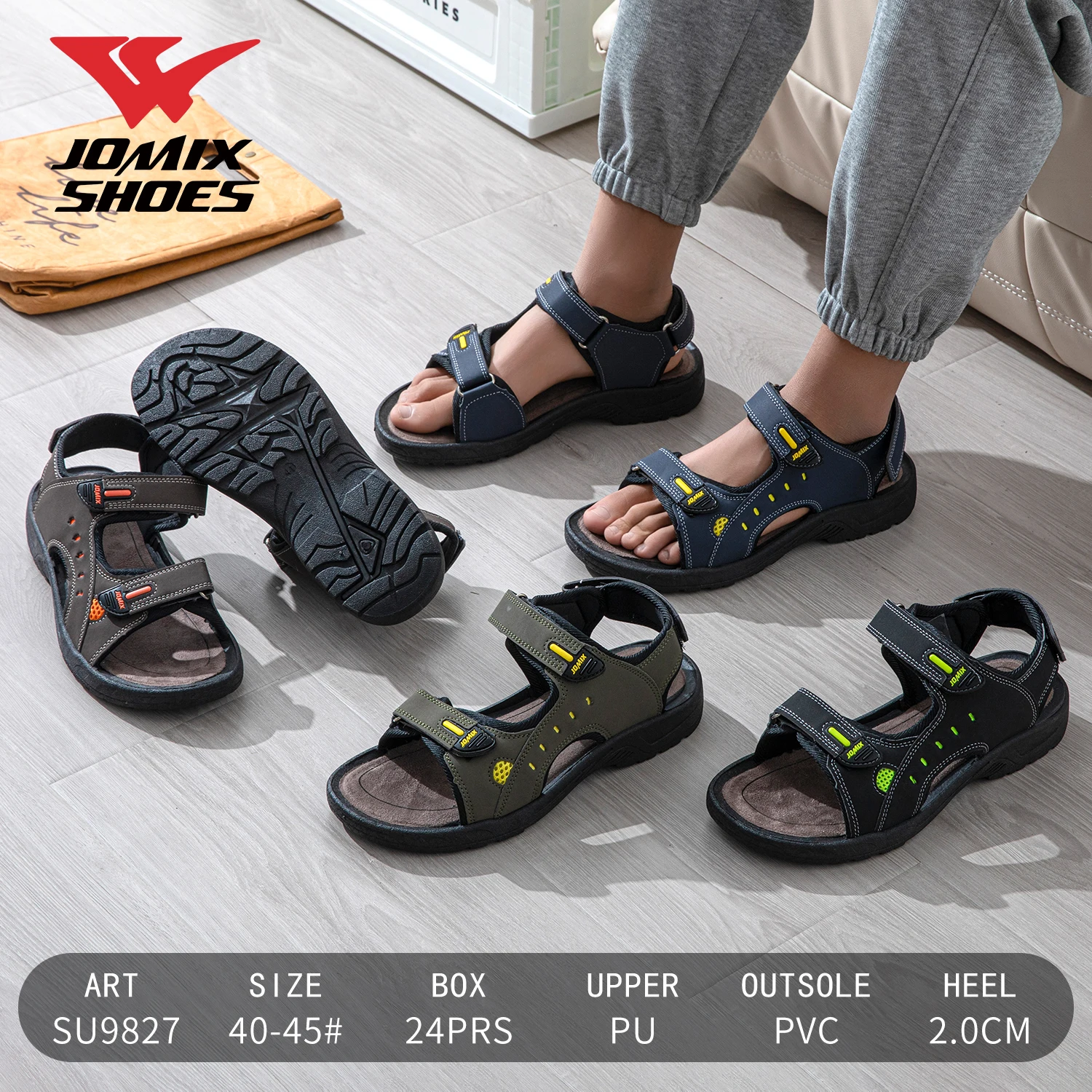 Open Toe Outdoor Non-Slip Buckle Strap Men's High Quality Handmade Flat Leather Slippers Men Cork Casual Sandals Beach Shoe