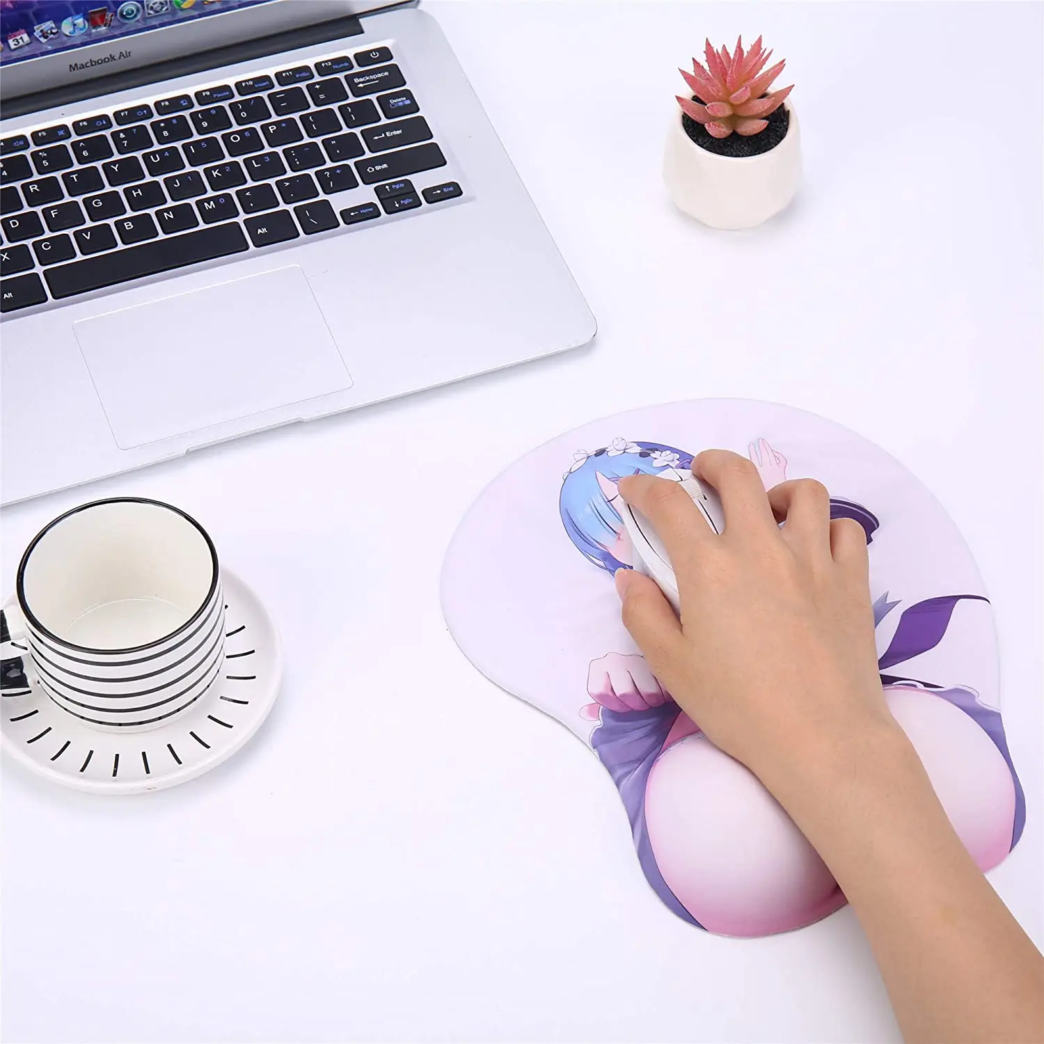 Genshin Impact Xiao Zhongli Mouse Pad With Wrist Support Comfort Silica Gel Wrist Rest Support Mat Mice 3D Mouse Pad Non-Slip PU Base For Computer (Zhongli