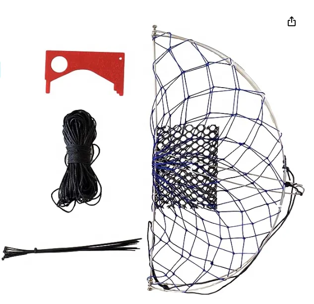 Piège à Crabe Pliable 46cm - Filet Avec Corde Et Jauge De Taille, Conforme à La Réglementation