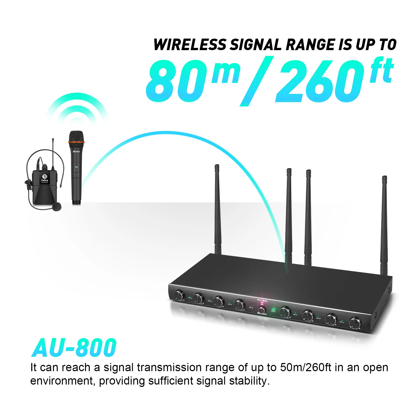 8 Channel UHF Wireless Microphone System Handheld/Lavalier/Headset Mic for Karaoke Conference Presentation