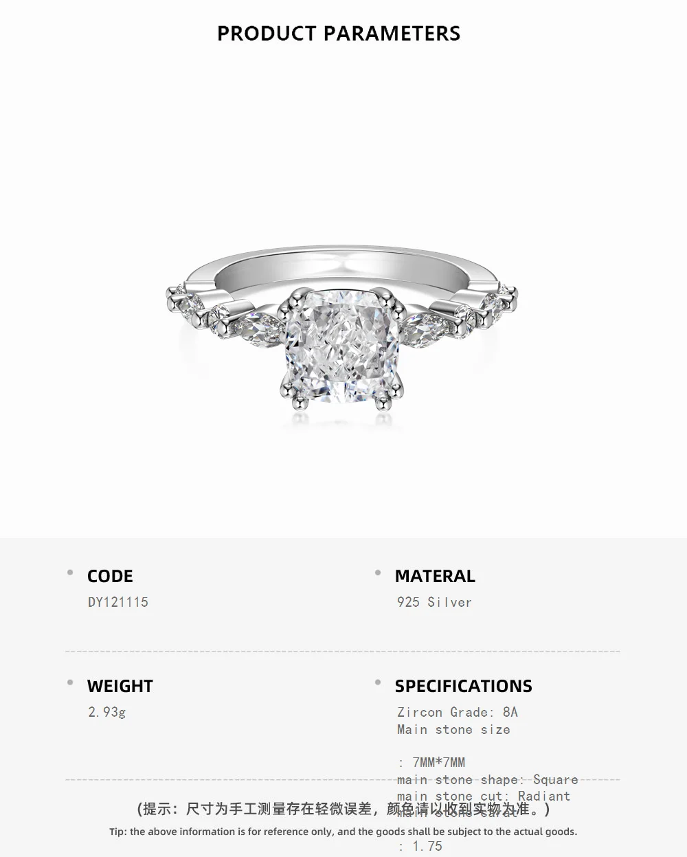 KAKODIY Custom Fine Jewelry 925 Sterling Silver Ring Rose Pink Cubic Zirconia Square Engagement Wedding Ring detail 1