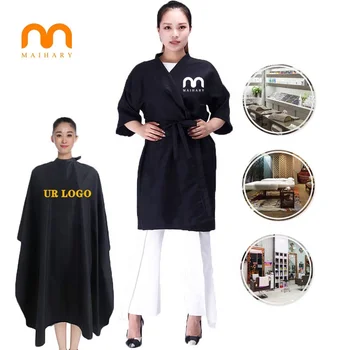 gown smock beauty hairdressing smock print logo cheaper barber kimono girls custom spa robes low moq