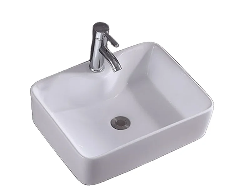 Bathroom Ceramic Top Rectangular Vanity Hand Wash Basin for Hotel Bathroom Sink