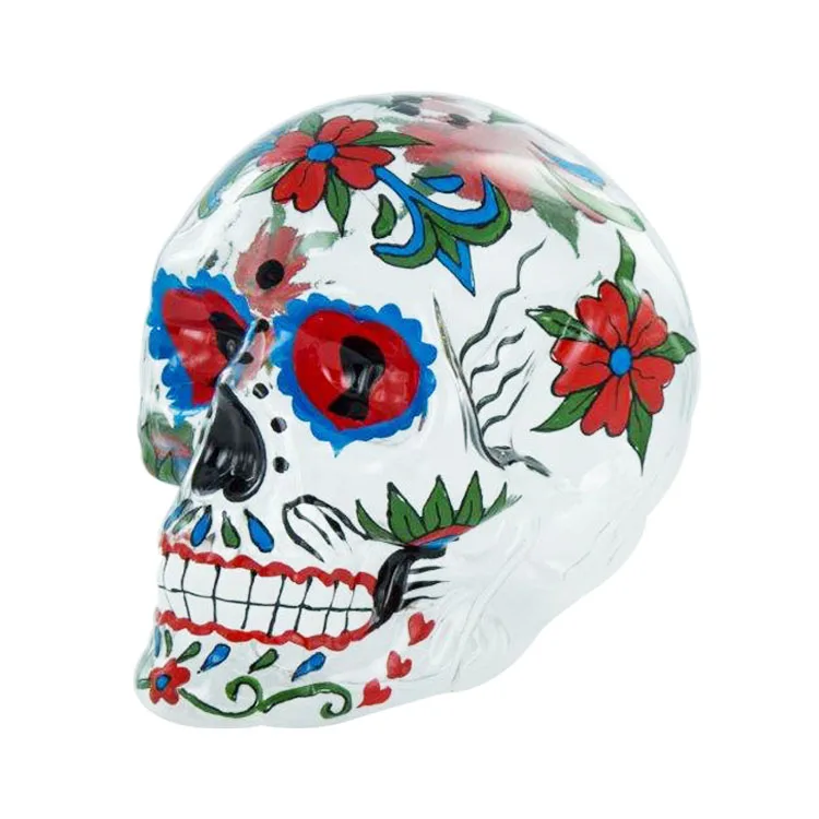 Battery operated led light up hand painted sugar mercury blown glass Halloween skull ornament home table decor supplier