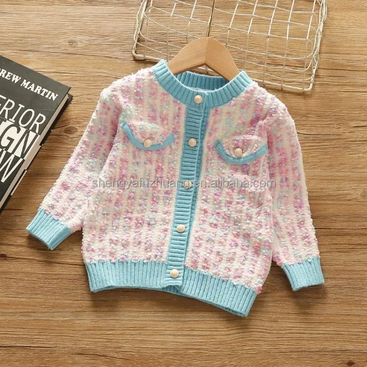 New hot spring and summer solid color hollow knitted cardigan baby girls' sweaters