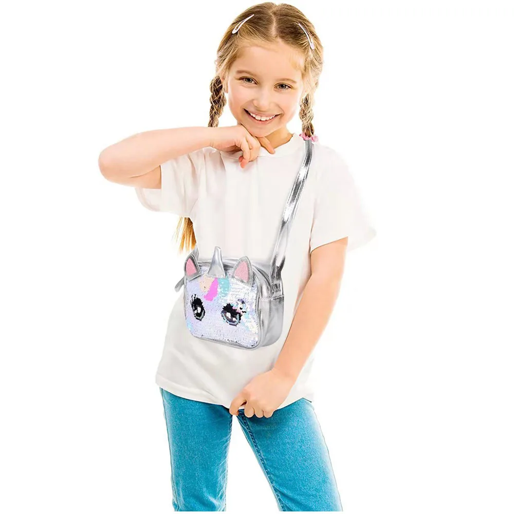 Tahera Unicorn Soft Fur Bag Purse for Kids Girls. Stylish  Sling CrossSide Bag. Shoulder Bag - Shoulder Bag