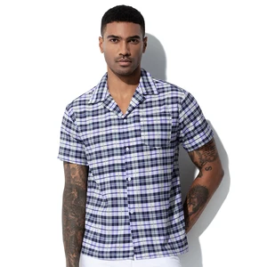 Wholesale Men's Urban Clothing Customized Brand Name Plaid Anti-wrinkle Lightweight Check Shirts for Men