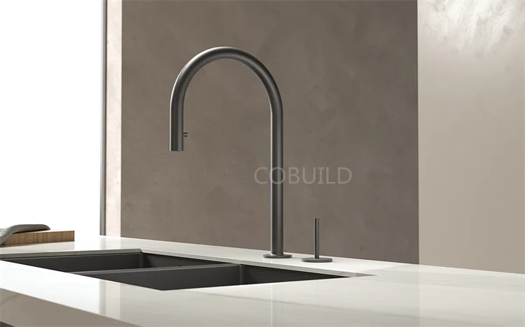 Faucet Factory Single Level Metered Faucets Contemporary Pull Down Black Kitchen Faucet
