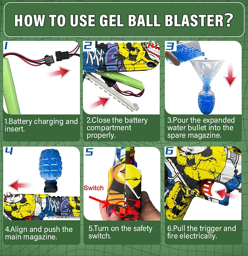 2023 Uzi Ball Pistol P90 Electric Gel Bal Blaster Sniper Toys Gun Mp5 ...