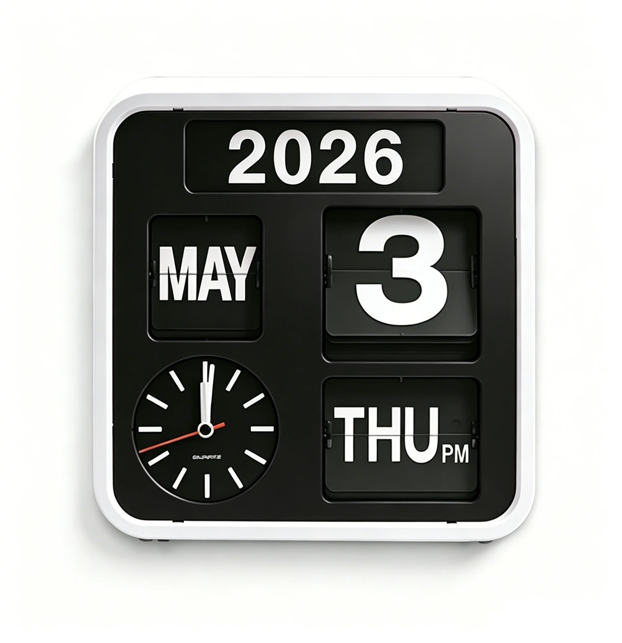 Modern Flip Calendar Clock - Decorative Quartz Analog Clock in