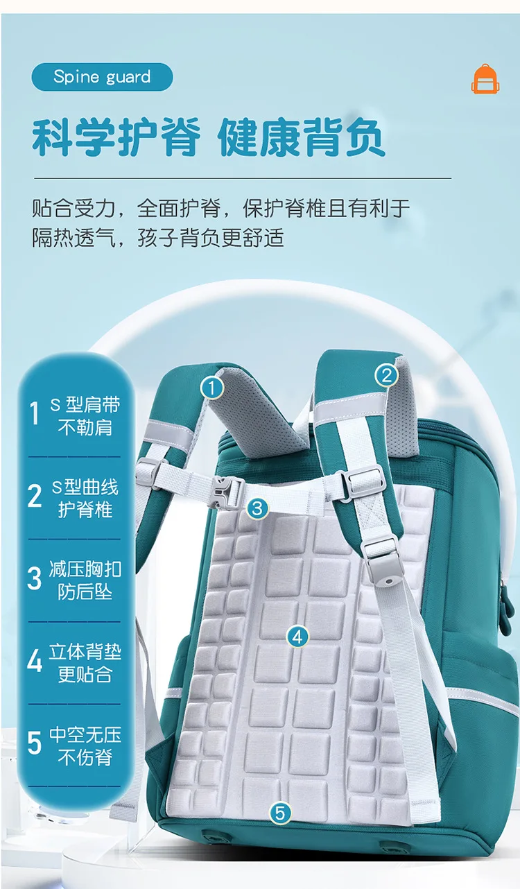 Fashion Cartoon Lightweight Backpack Student School Bags with Spine Protection Mochila Escolar to Reduce Burden